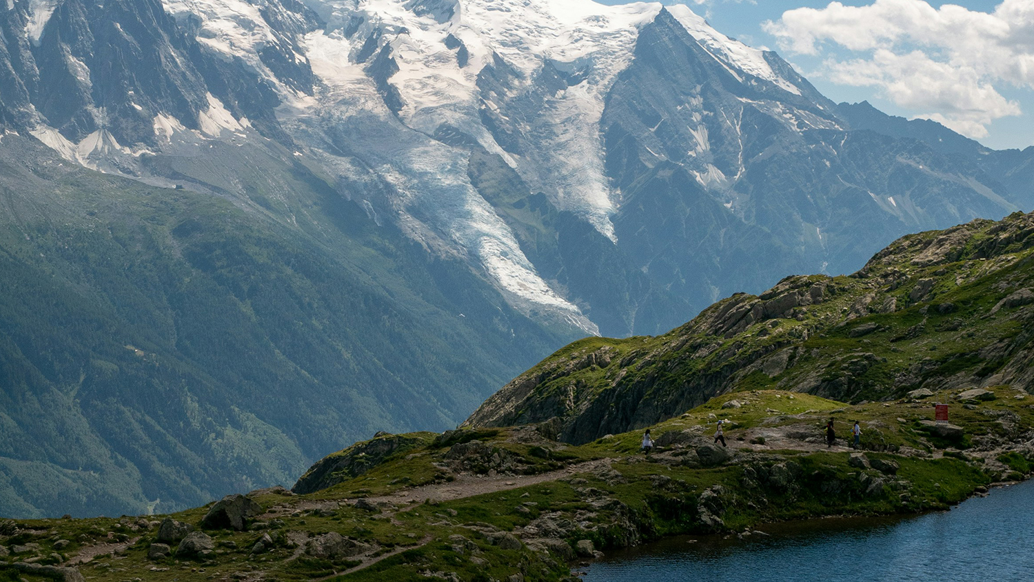 Hikers trekking along the Tour du Mont Blanc, France