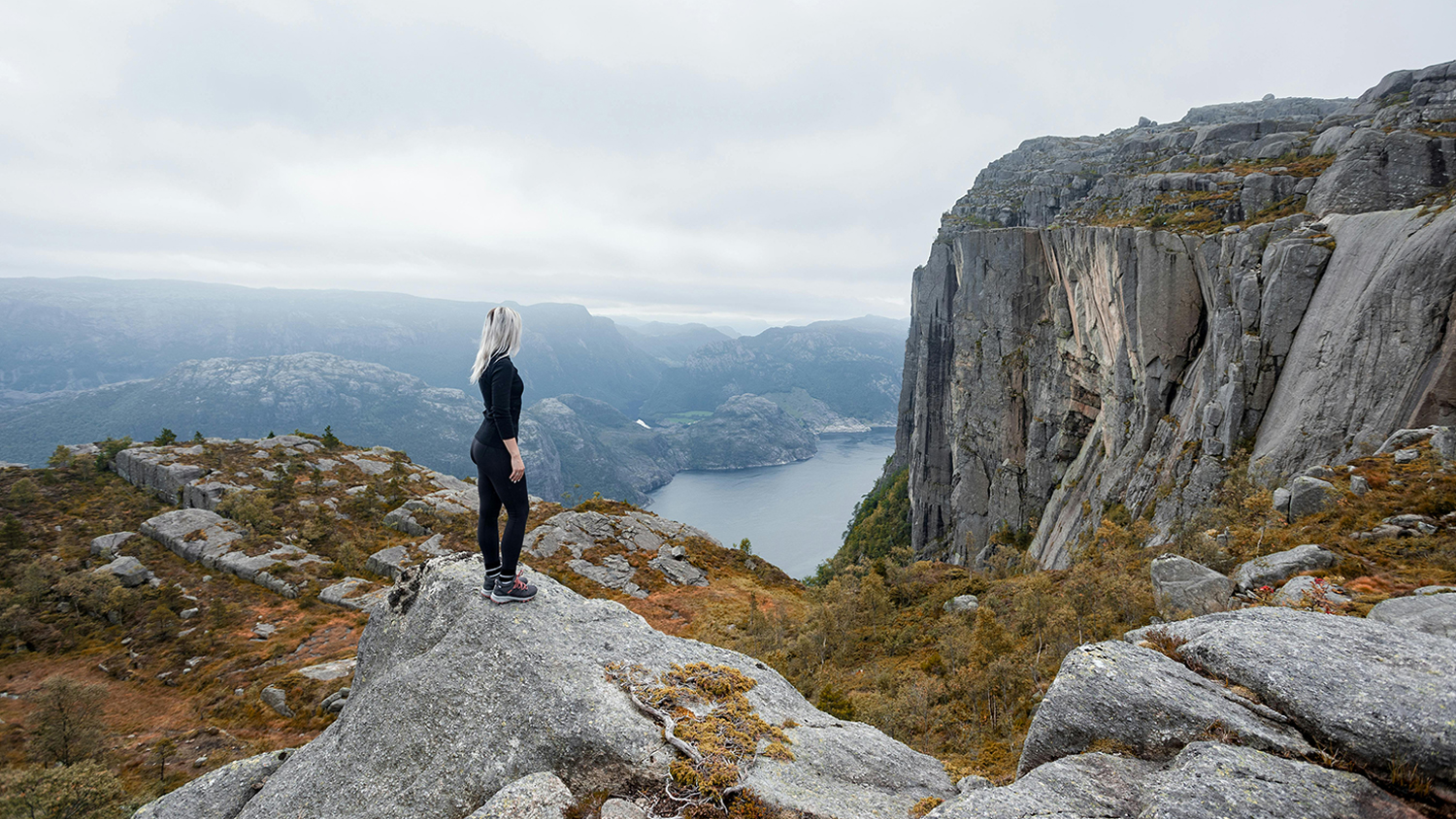 Mountain top view from Fjordruta, Norway. 