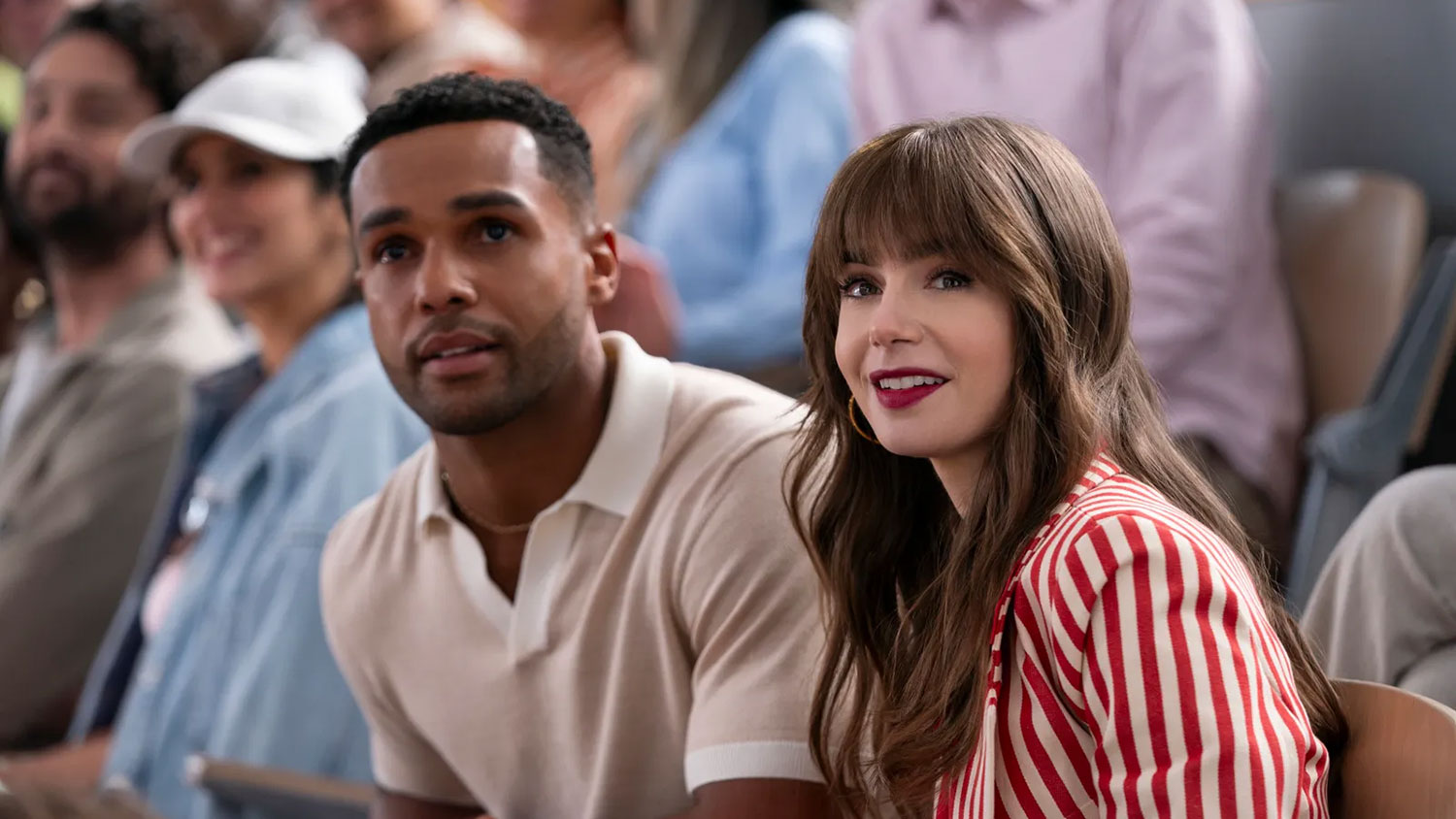 Alfie and Emily at the Stade Roland Garros for the Ami campaign. (Photo: Netflix)