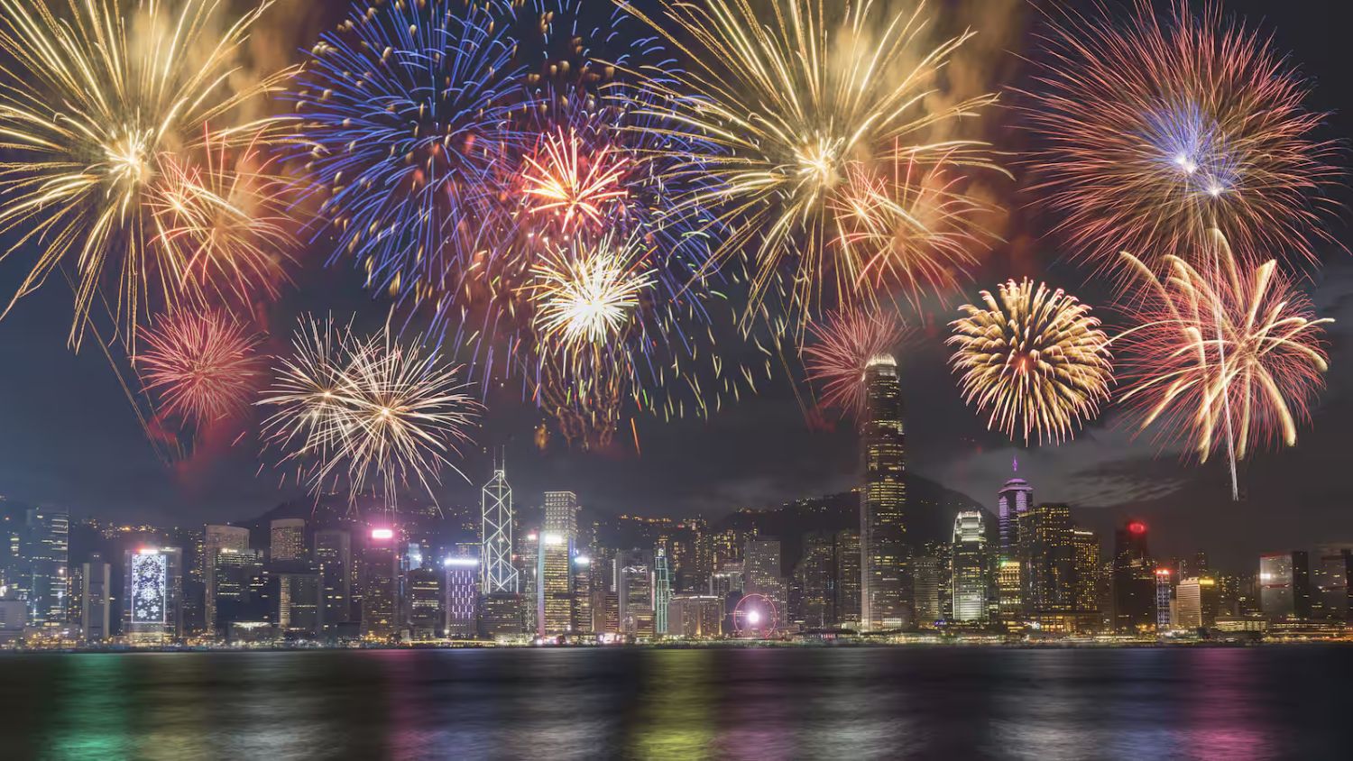 Annual New Year’s Eve fireworks display at Mandarin Oriental, Hong Kong