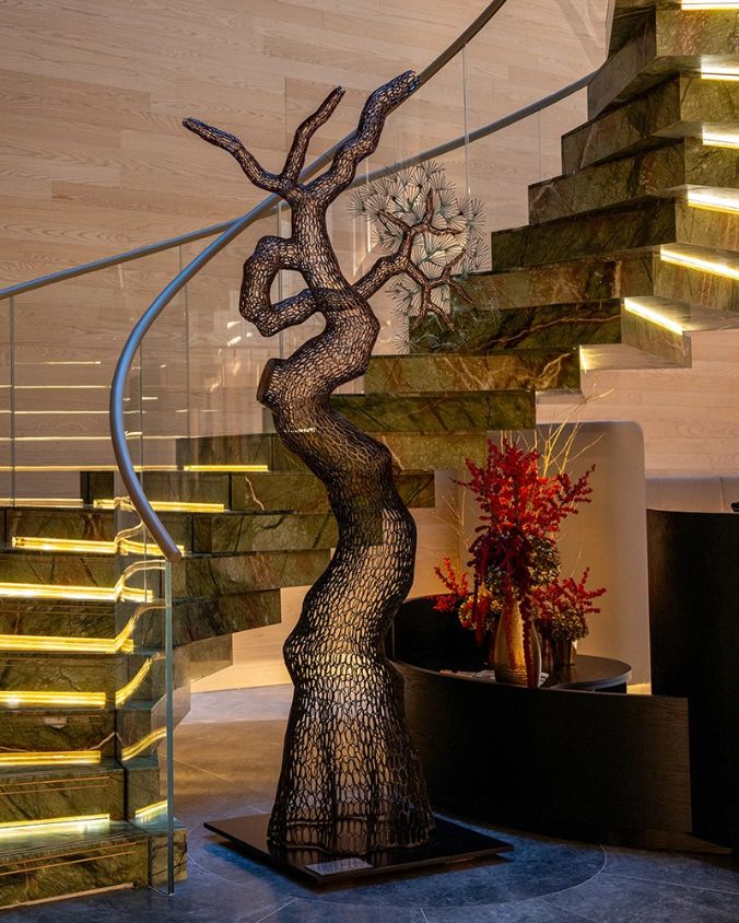 Copper Pine Tree by Lee Gil Rae at the Mandarin Oriental Mayfair, London.