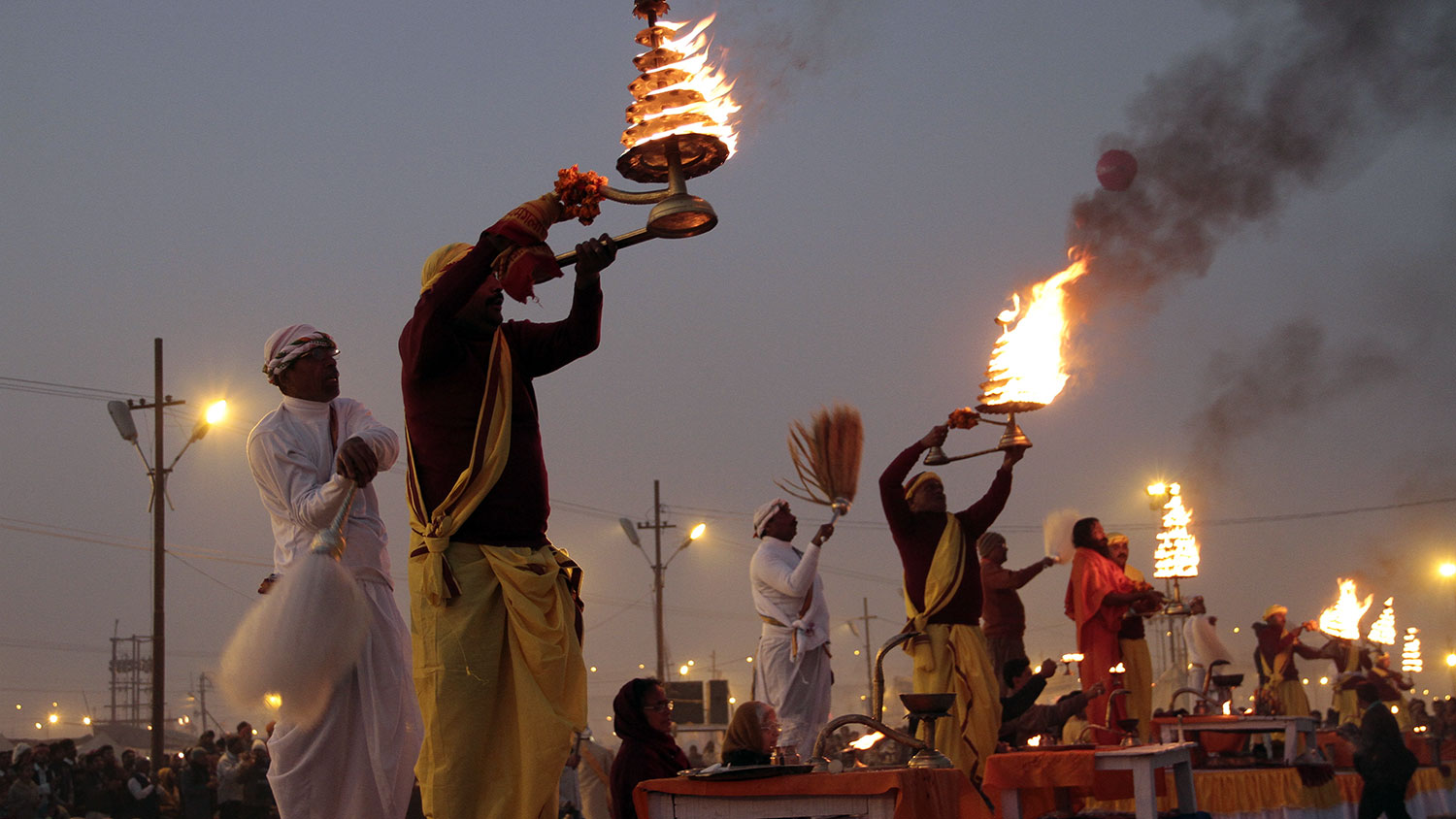 Devotees at the 2025 Maha Kumbh Mela.