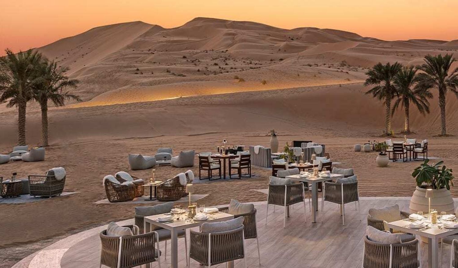 The dining experience begins with a sunset camel trek followed by a lavish Middle Eastern spread.
