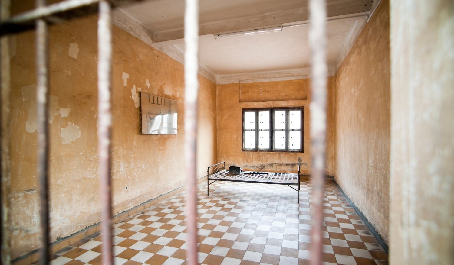 Torture Room at The Tuol Sleng Genocide Museum (S-21 Prison).