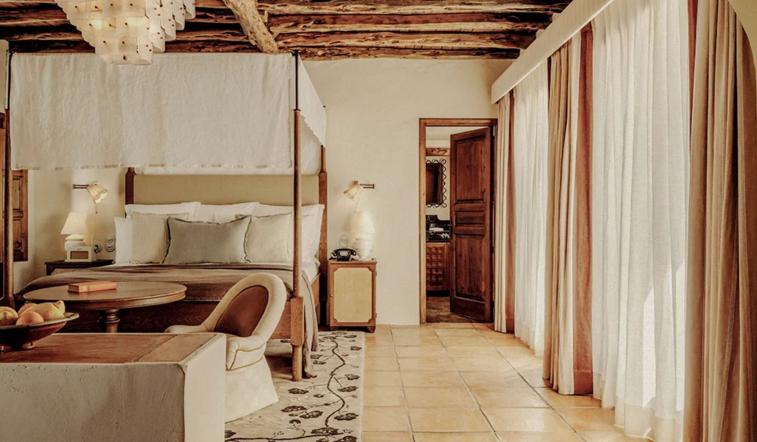 One of the bedrooms at Soho Farmhouse Ibiza. (Credit: Edvinas Bruzas)