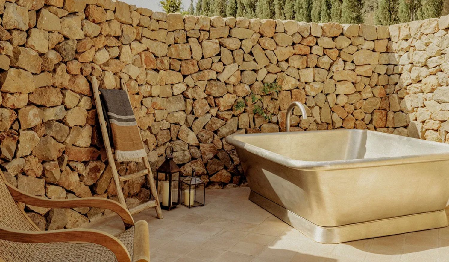One of the outdoor tubs at Soho Farmhouse Ibiza. (Credit: Harry Crowder)