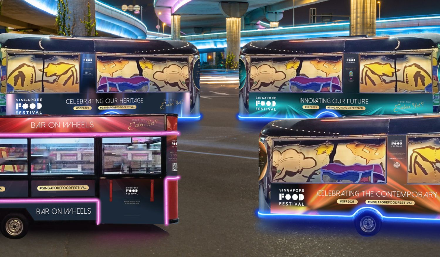Some of the food trucks at Singapore Food Festival 2025.