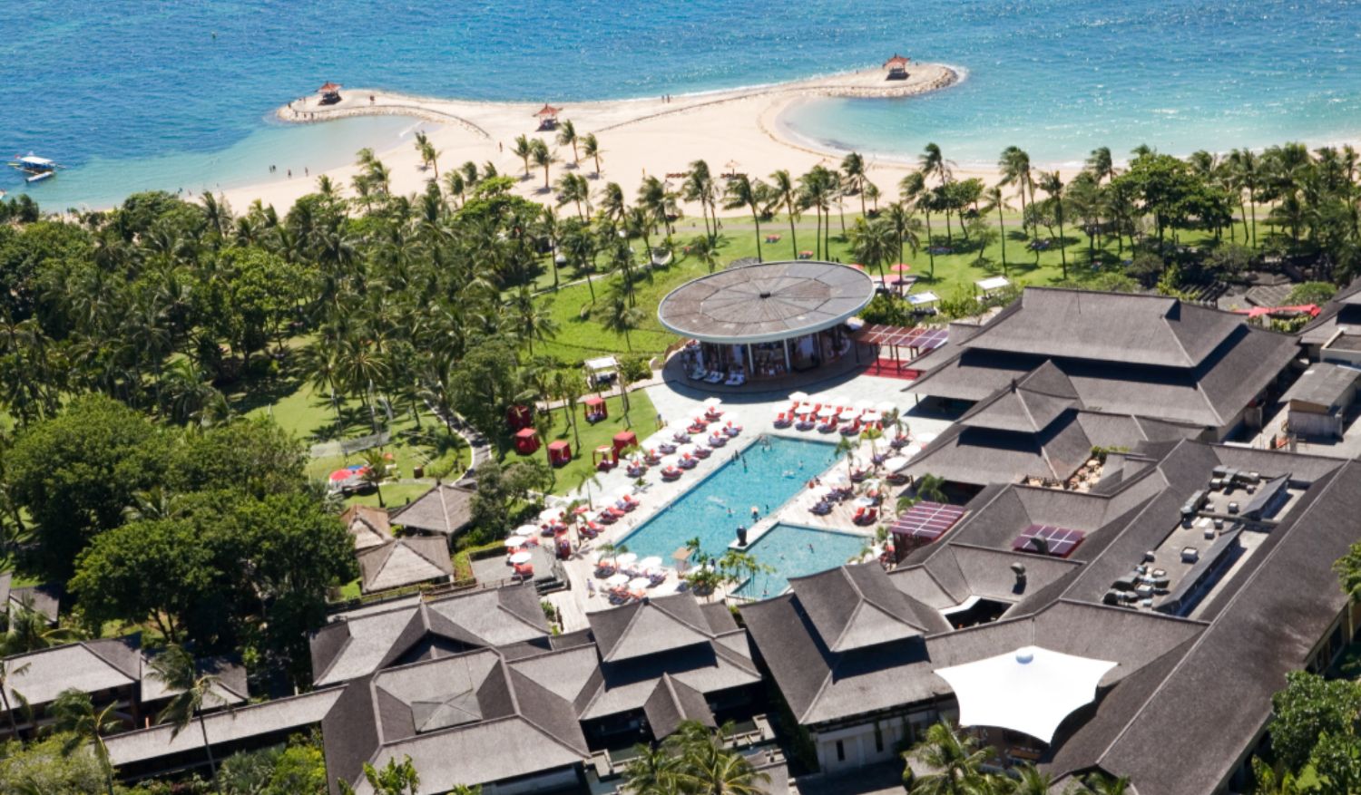 The aerial view of Club Med Bali.