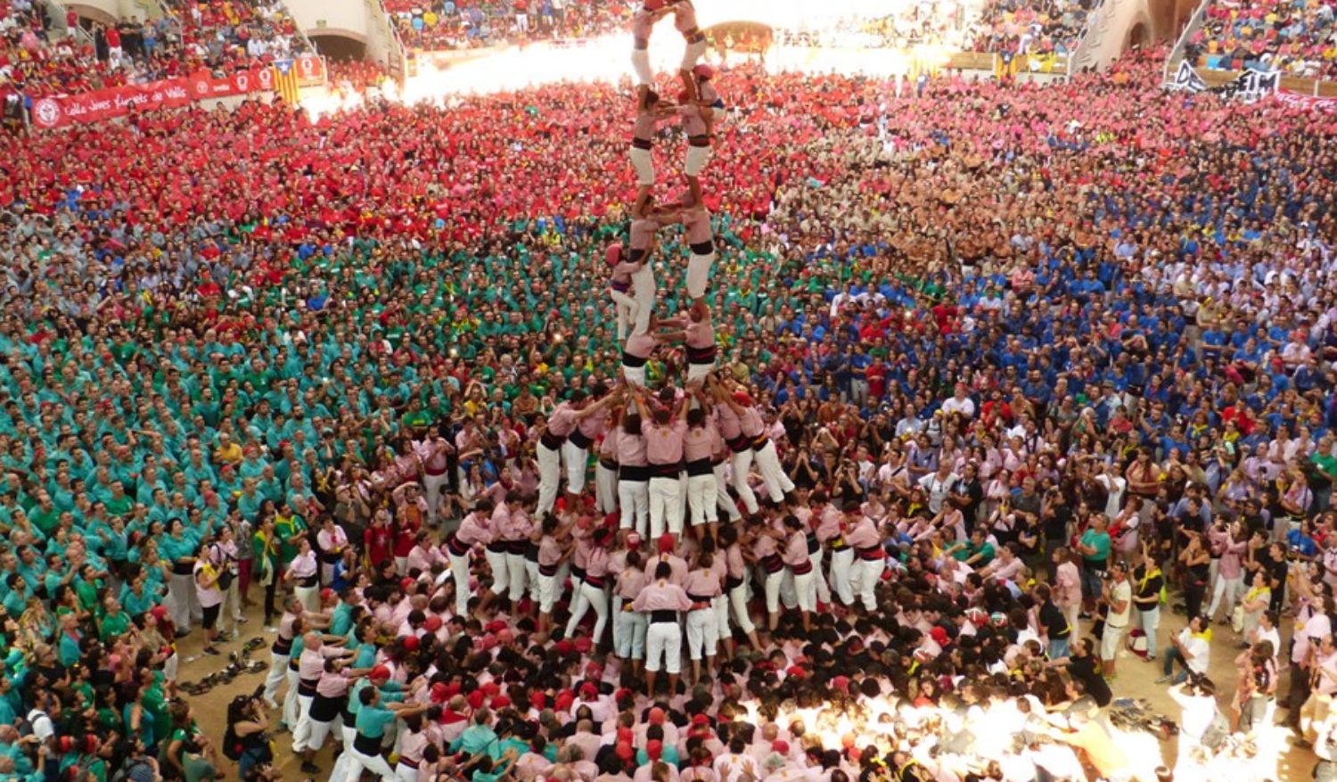 The awe-inspiring castellers or human towers that were built several storeys high.