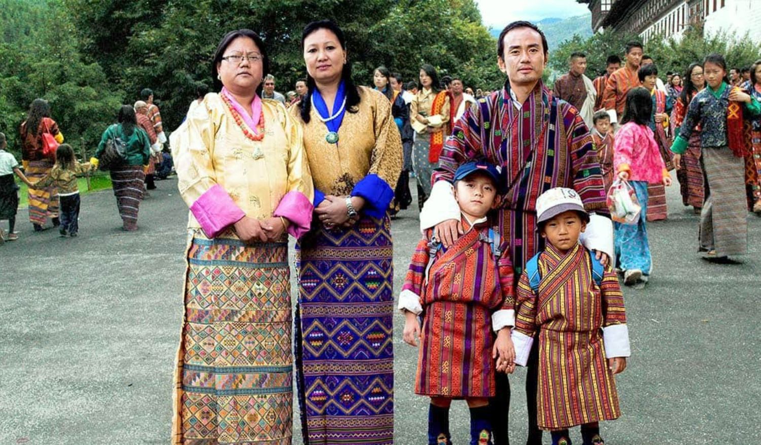 Kira and gho, traditional garments woven with intricate patterns and rich colours. (Photo: Amen Bhutan Tours)